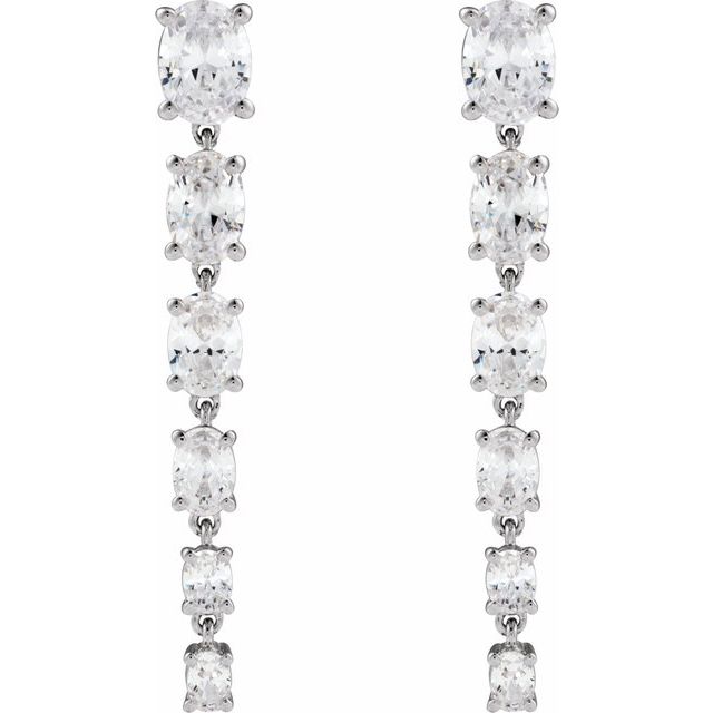 14K White Gold 3.25 CTW Oval Prong-Set Lab Grown Diamond Drop Earrings