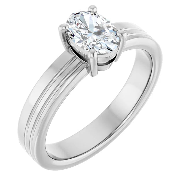 14K White Gold 0.52 CTW Oval Solitaire Lab Grown Diamond Engagement Ring