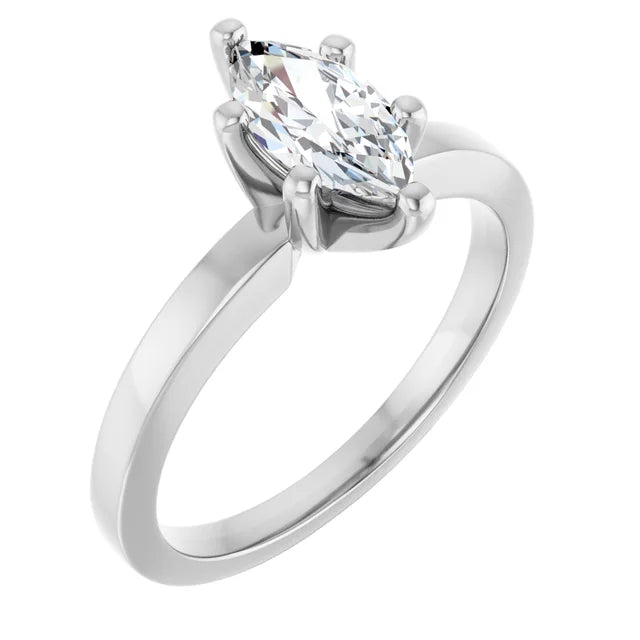 14K White Gold 0.70 CTW Marquise Cut Solitaire Diamond Engagement Ring