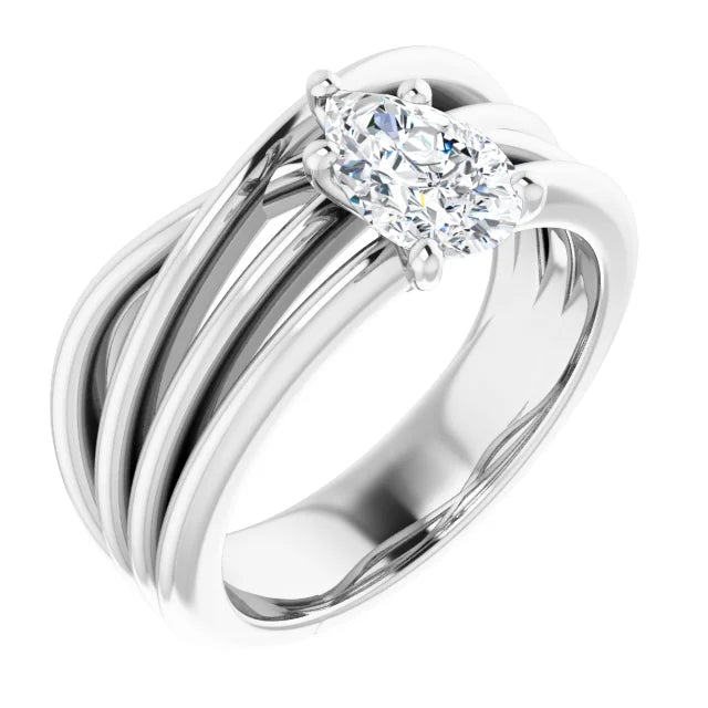 14K White Gold 0.73 CTW Pear Multi Strand Lab Grown Diamond Engagement Ring