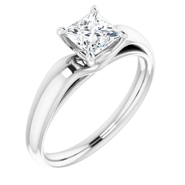 14K White Gold 1.02 CTW Princess Solitaire Diamond Engagement Ring