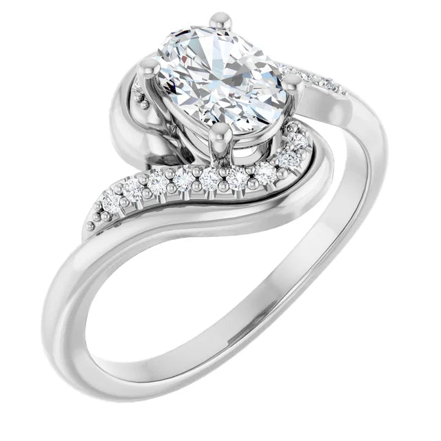 14K White Gold 0.83 CTW Oval Pavé Wave Lab Grown Diamond Engagement Ring
