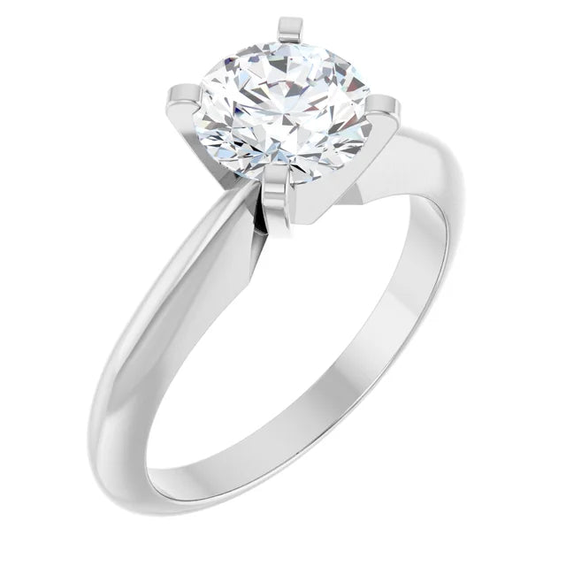 14K White Gold 1.00 CTW Round Solitaire Diamond Engagement Ring