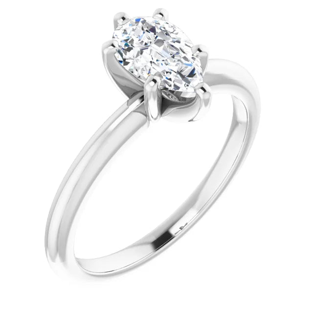 14K White Gold 1.05 CTW Pear Solitaire Lab Grown Diamond Engagement Ring-diamondnetjewellery