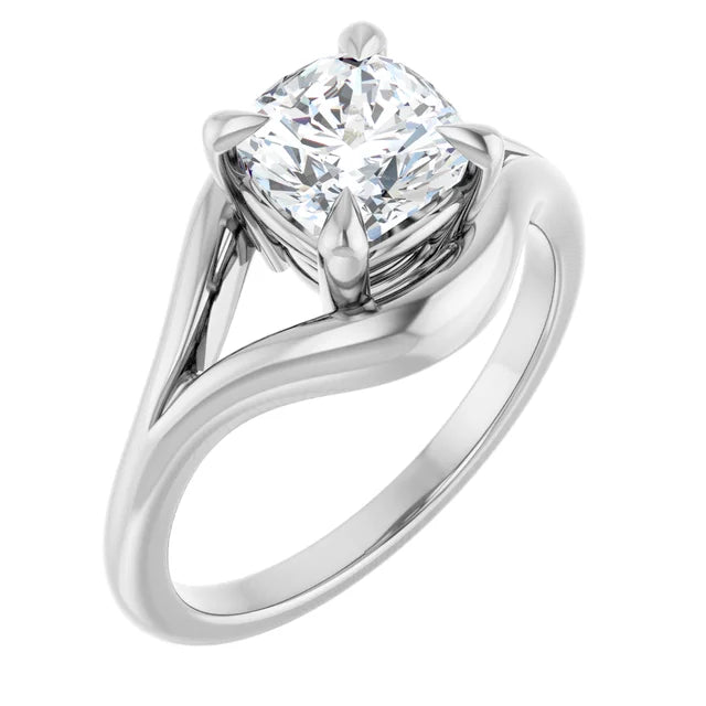 14K White Gold 1.70 CTW Cushion Split-Shank Diamond Engagement Ring