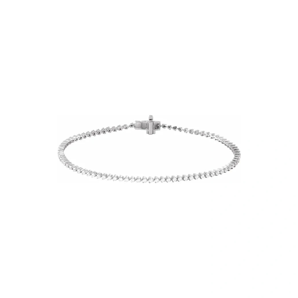14K White Gold 1.50 CTW Round Prong-Set Diamond Tennis Bracelet