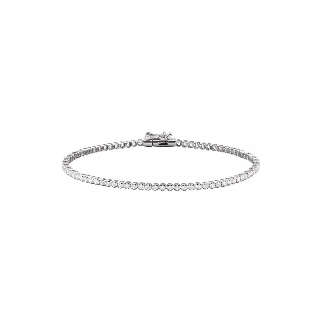 14K White Gold 1.63 CTW Round Diamond Line Bracelet