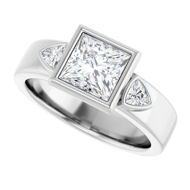 14K White Gold 1.67 CTW Princess Bezel Set Lab Grown Diamond Engagement Ring