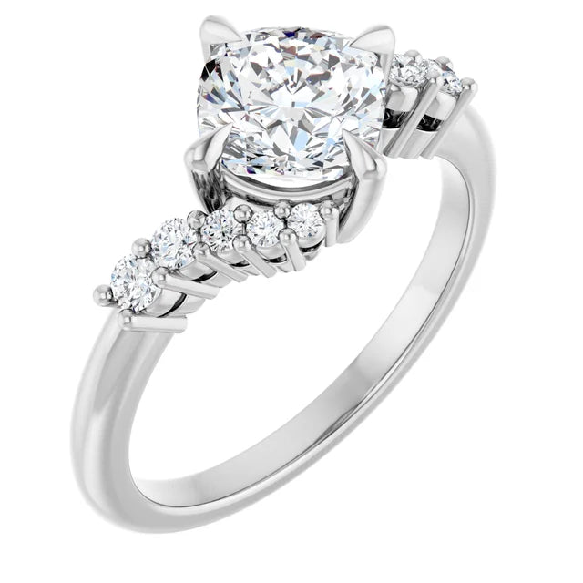 14K White Gold 1.68 CTW Cushion Pavé Lab Grown Diamond Engagement Ring