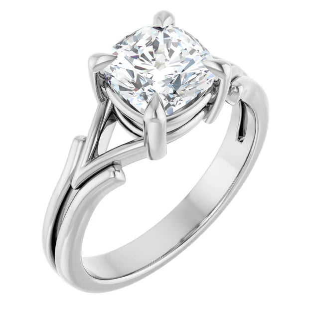 14K White Gold 1.68 CTW Cushion Solitaire Split Shank Lab Grown Diamond Engagement Ring