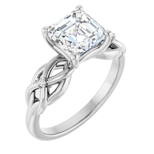 14K White Gold 1.83 CTW Asscher Twisted Shank Lab Grown Diamond Engagement Ring