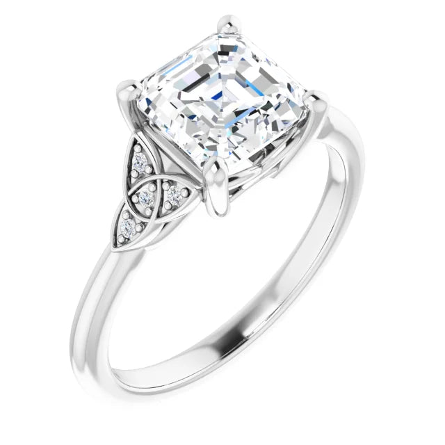 14K White Gold 1.86 CTW Asscher Vintage Celtic Lab Grown Diamond Engagement Ring
