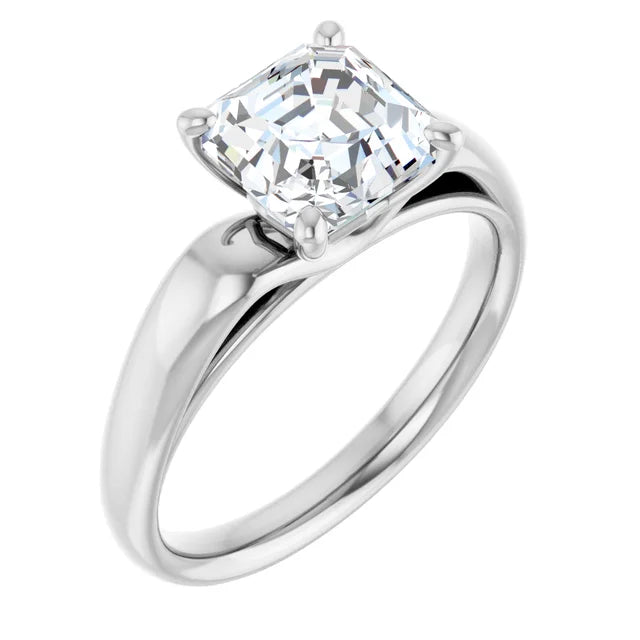 14K White Gold 1.87 CTW Asscher Solitaire Lab Grown Diamond Engagement Ring