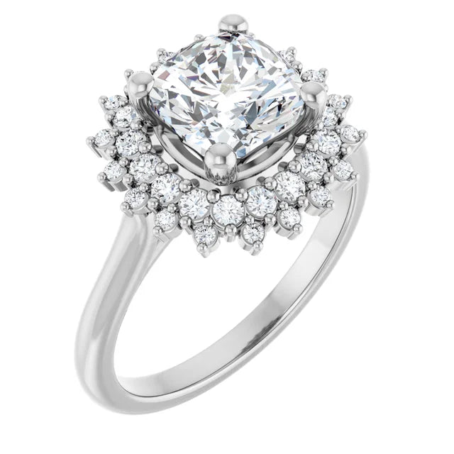 14K White Gold 1.90 CTW Cushion Double Halo Lab Grown Diamond Engagement Ring