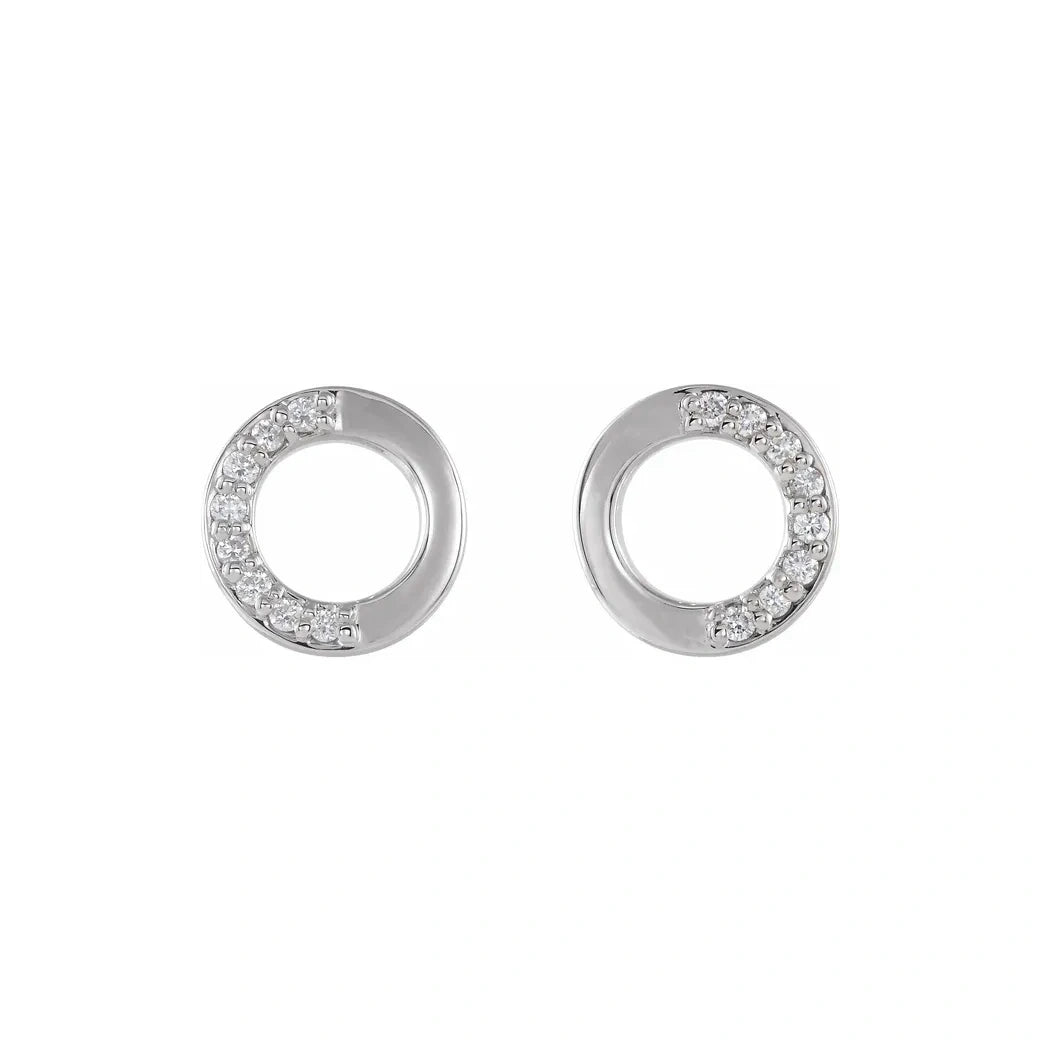 14K White Gold 1/20 CTW Diamond Open Circle Drop Earrings