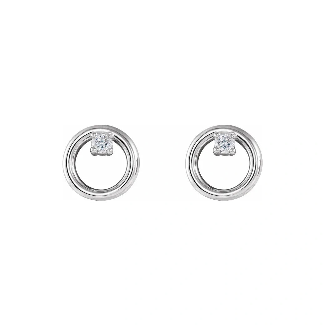 14K White Gold 1/30 CTW Open Circle Diamond Drop Earrings