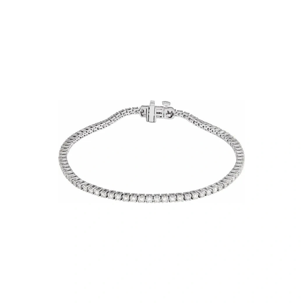 14K White Gold 2.00 CTW Round Prong-Set Diamond Line Bracelet