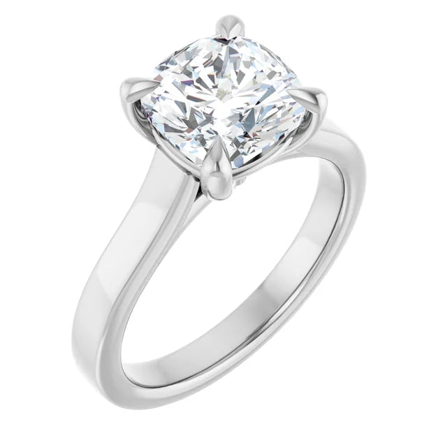 14K White Gold 2.01 CTW Cushion Cut Cathedral Diamond Engagement Ring