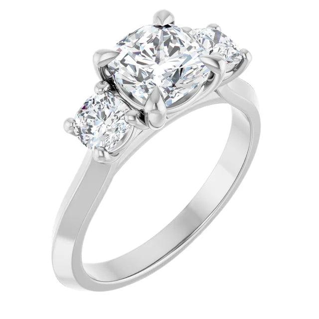 14K White Gold 2.06 CTW Cushion Three-Stone Lab Grown Diamond Engagement Ring