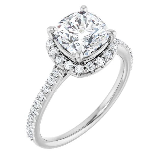 14K White Gold 2.08 CTW Cushion Halo Lab Grown Diamond Engagement Ring-diamondnetjewellery