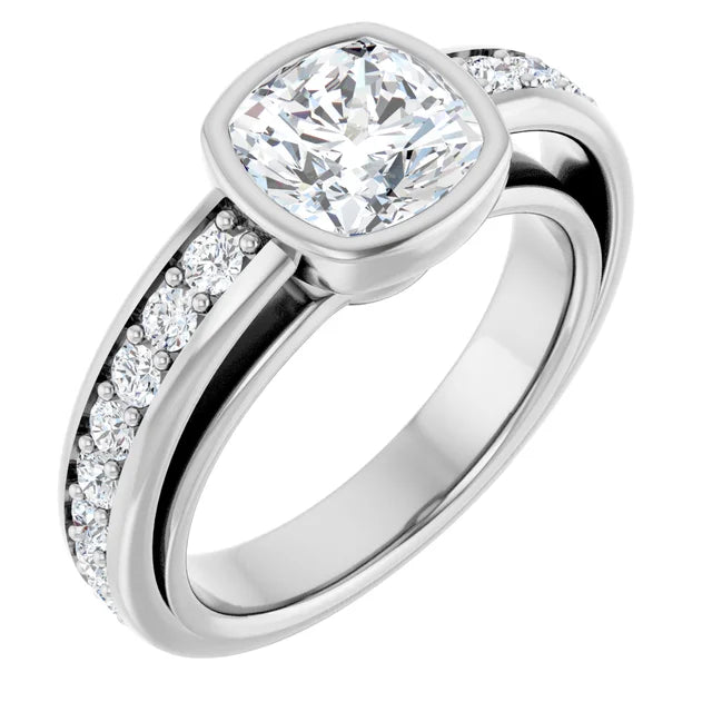 14K White Gold 2.26 CTW Cushion Bezel Lab Grown Diamond Engagement Ring-diamondnetjewellery