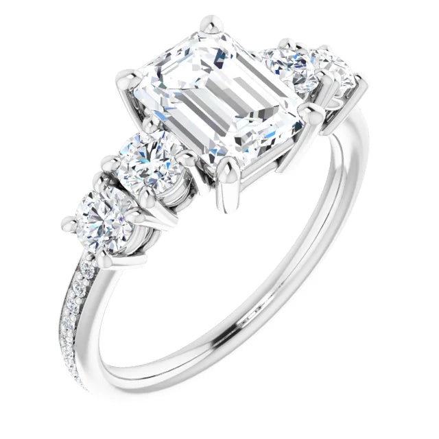 14K White Gold 2.37 CTW Emerald Pavé Lab Grown Diamond Engagement Ring
