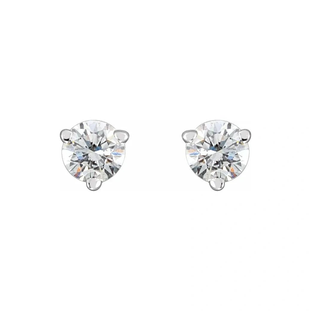 14K White Gold 3/4 CTW Round 3-Prong Diamond Stud Earrings