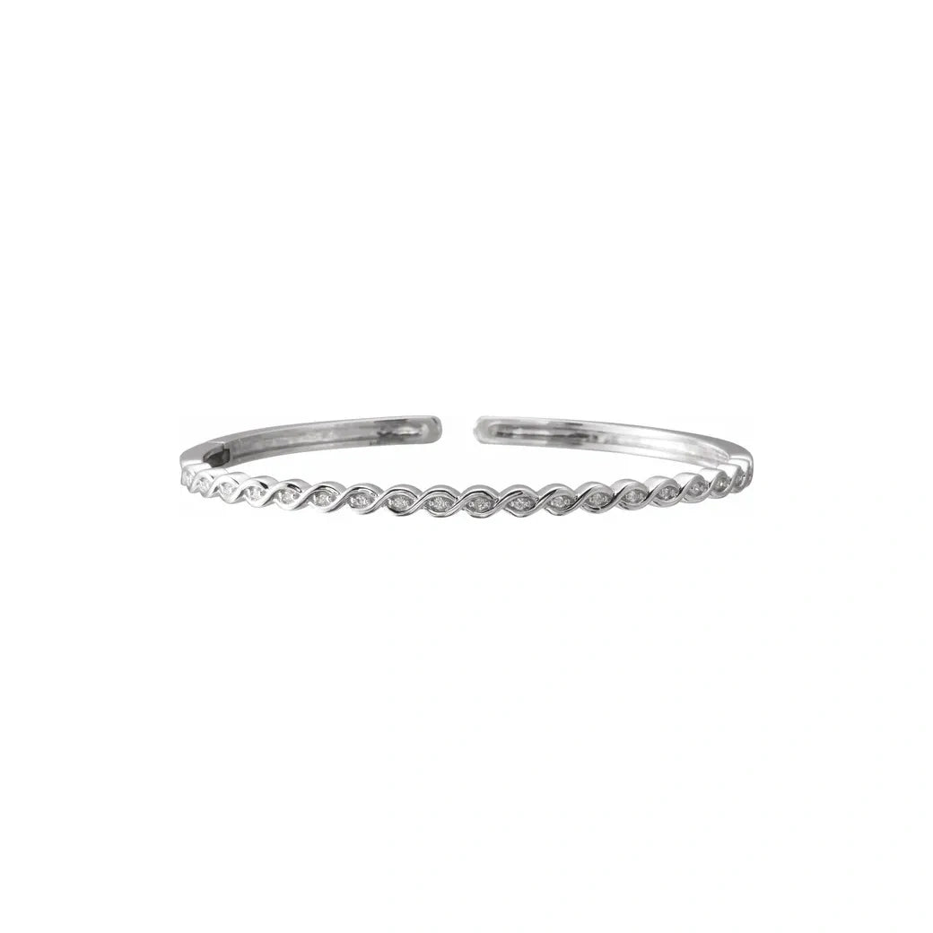 14K White Gold 4.00 CTW Round Diamond Cuff Bracelet