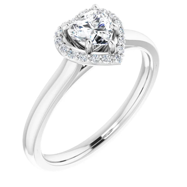 14K White Gold 5/8 CTW Heart Halo Diamond Engagement Ring