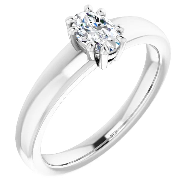 14K White Gold 0.85 CTW Oval Split-Prong Solitaire Lab Grown Diamond Engagement Ring