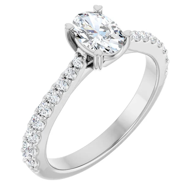 14K White Gold 0.94 CTW Oval Hearts On Top Lab Grown Diamond Engagement Ring