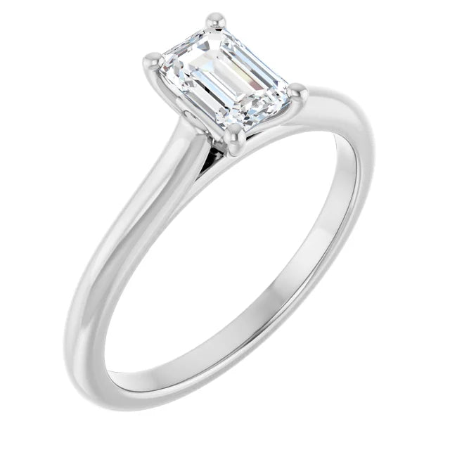14K White Gold 1.54 CTW Emerald Accented Lab Grown Diamond Engagement Ring