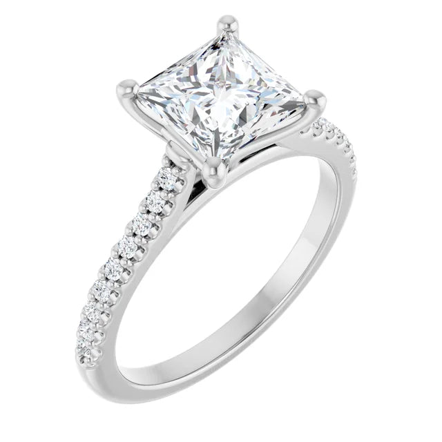14K White Gold 1.97 CTW Princess Accented Lab Grown Diamond Engagement Ring