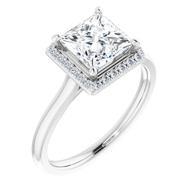 14K White Gold 2.00 CTW Princess Halo Lab Grown Diamond Engagement Ring
