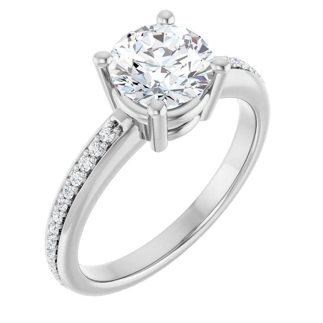 14K White Gold 2.94 CTW Cushion Solitaire Lab Grown Diamond Engagement Ring