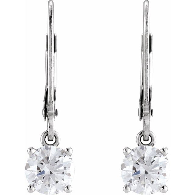 14K White Gold 1.00 CTW Round Lab Grown Diamond Lever Back Drop Earrings