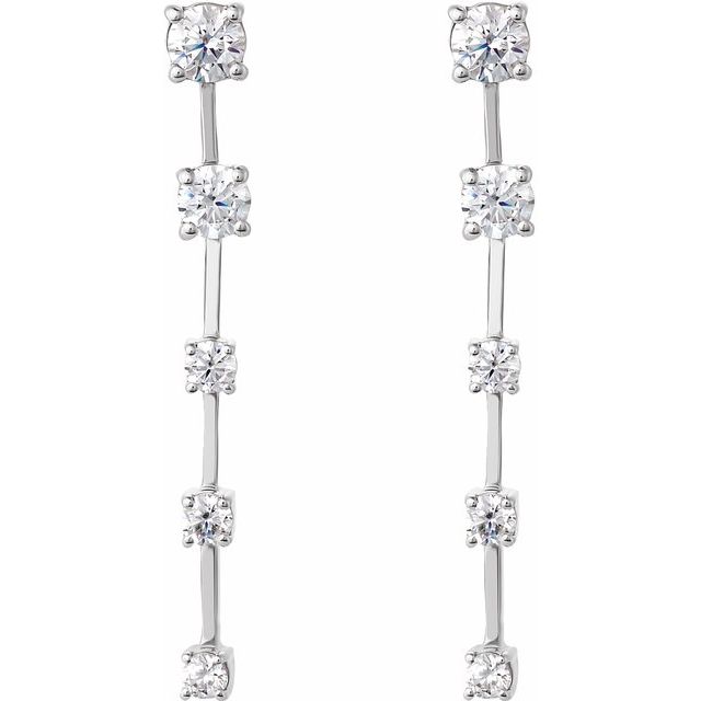 14K White Gold 0.75 CTW Round Prong-Set Lab Grown Diamond Drop Earrings
