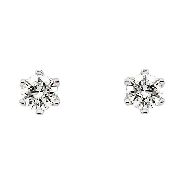 14K White Gold 0.33 CTW Round Prong-Set Diamond Stud Earrings