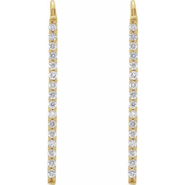14K Yellow Gold 0.33 CTW Round Prong-Set Diamond Bar Drop Earrings