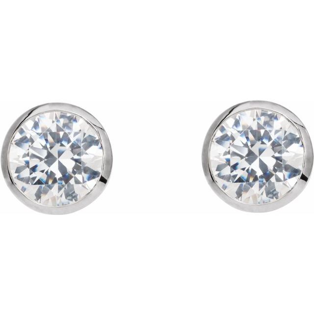 14K White Gold 0.33 CTW Round Bezel Diamond Cocktail-Style Earrings