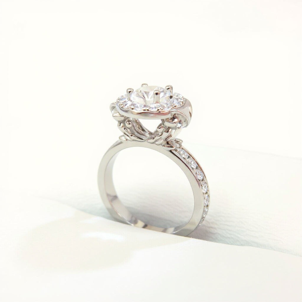 19K White Gold 0.72 CTW Owl-Design Diamond Engagement Ring