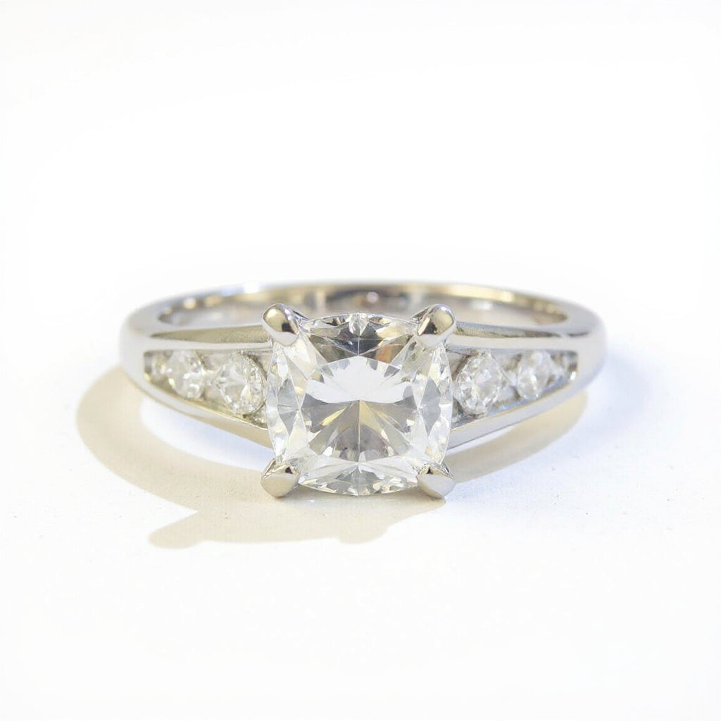 19K White Gold 1.01 CTW Round & Princess Channel-Set Engagement Ring