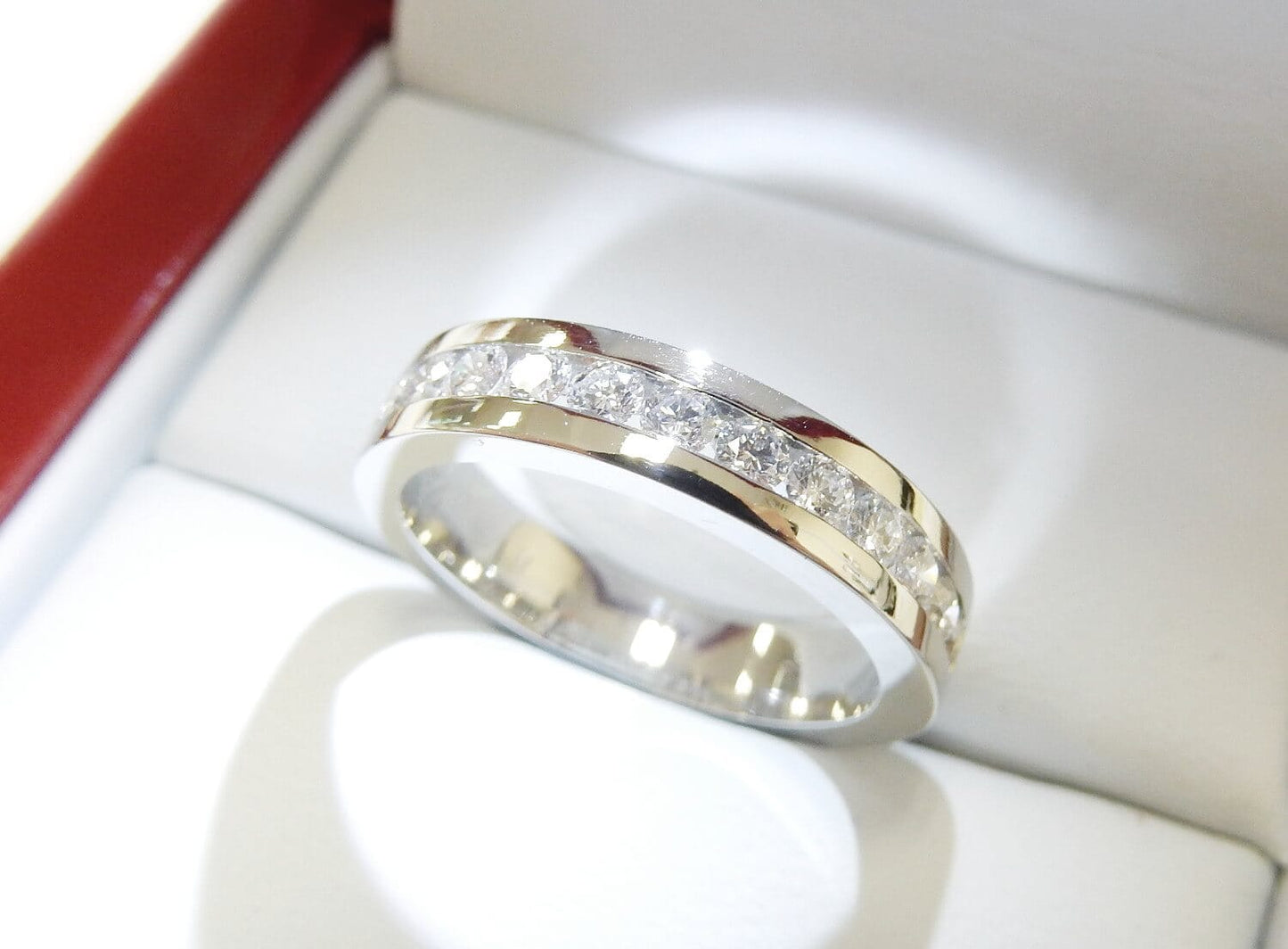 19K White Gold 0.48 CTW Round Diamond Channel-Set Wedding Band