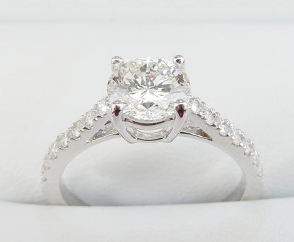 14K White Gold 1.00 CTW Round Diamond Split-Shank Engagement Ring