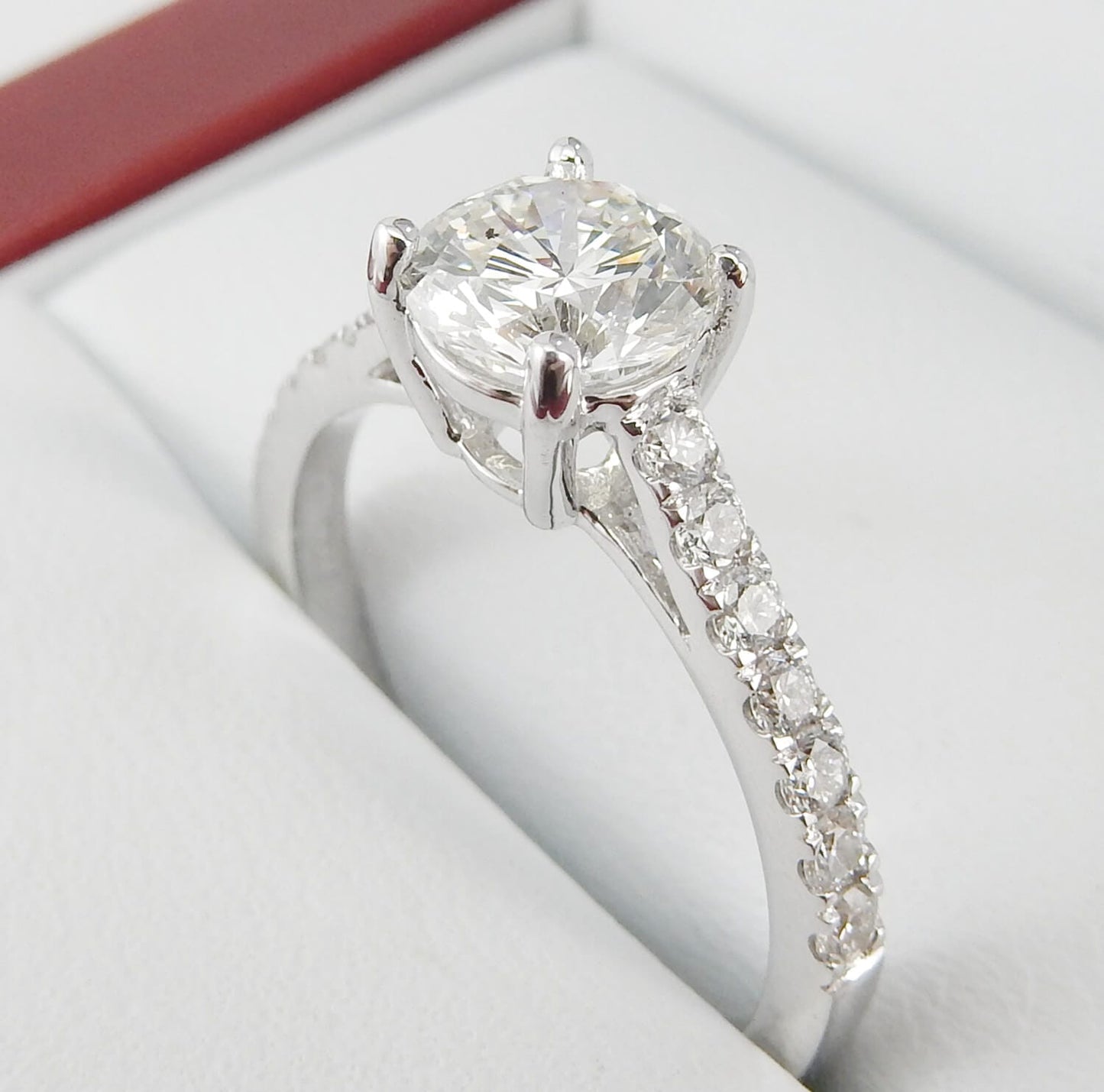 14K White Gold 1.00 CTW Round Diamond Split-Shank Engagement Ring