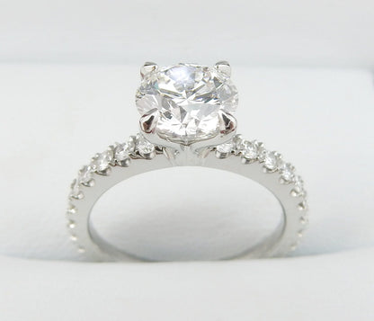 19K White Gold 1.30 CTW Round Diamond Pave Engagement Ring