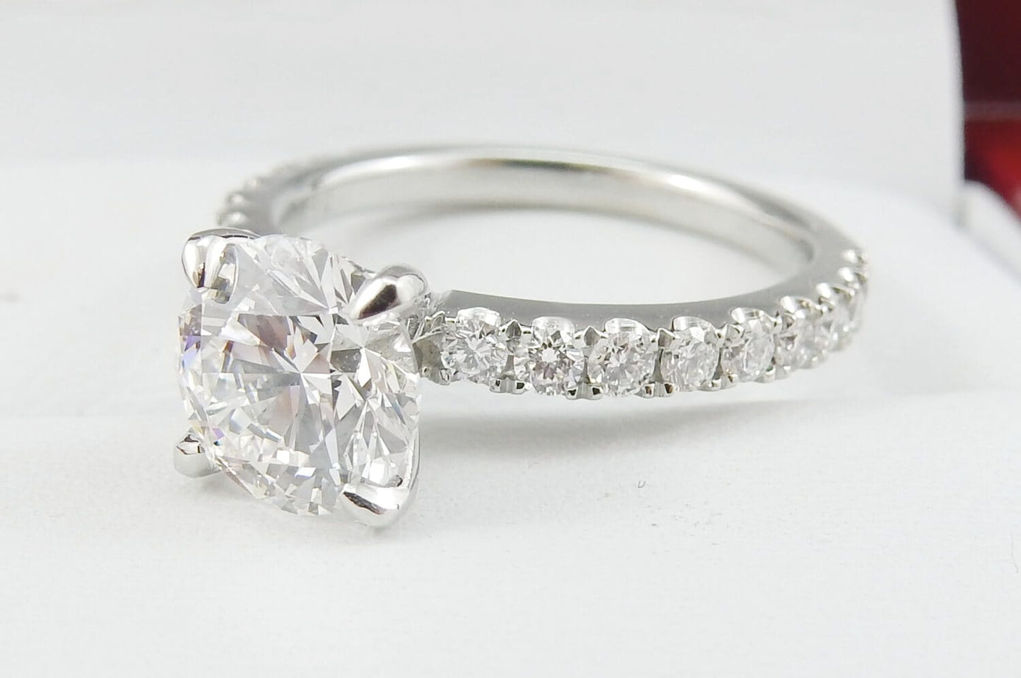 19K White Gold 1.30 CTW Round Diamond Pave Engagement Ring