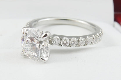 19K White Gold 1.30 CTW Round Diamond Pave Engagement Ring