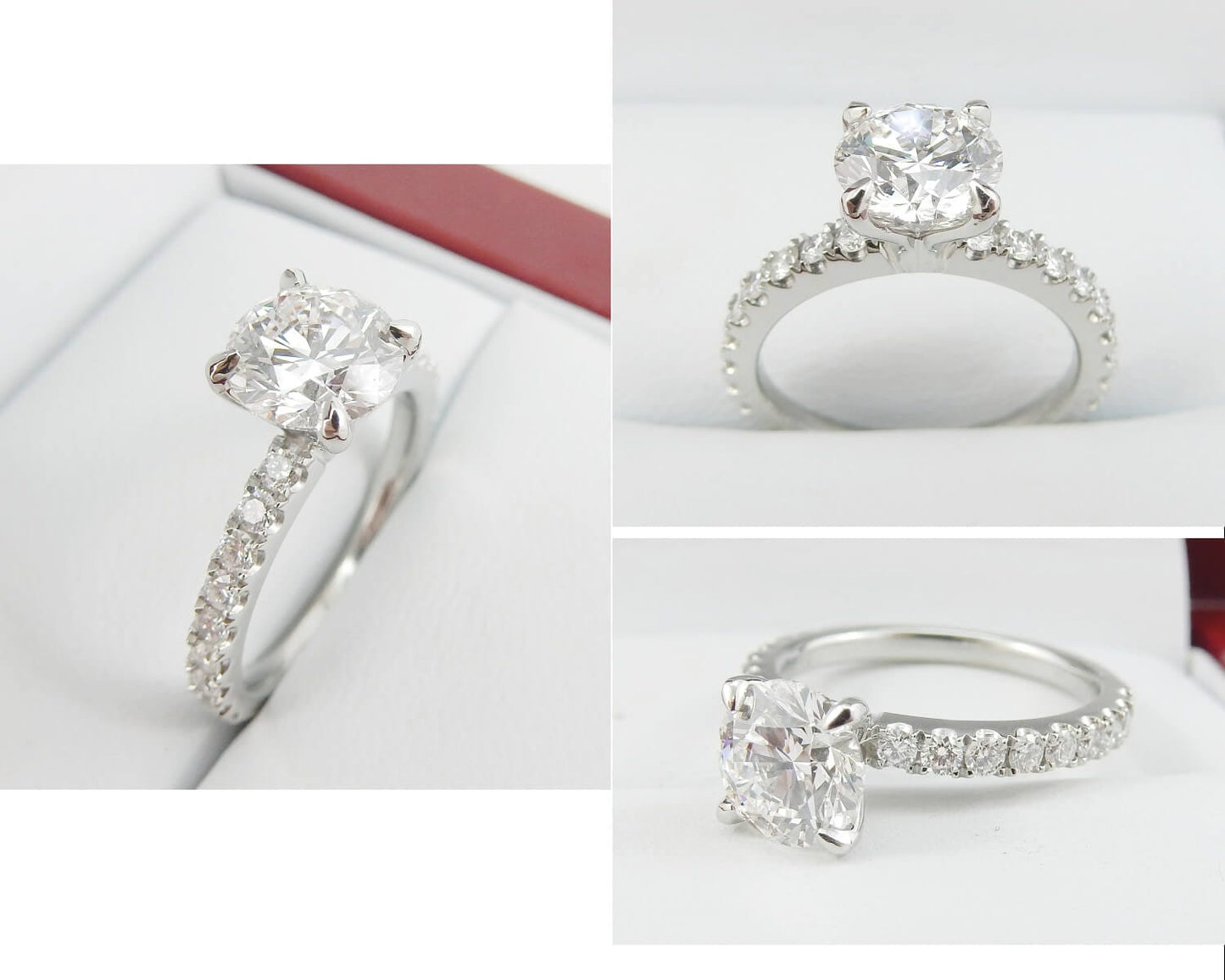 19K White Gold 1.30 CTW Round Diamond Pave Engagement Ring