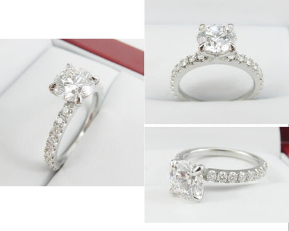 19K White Gold 1.30 CTW Round Diamond Pave Engagement Ring